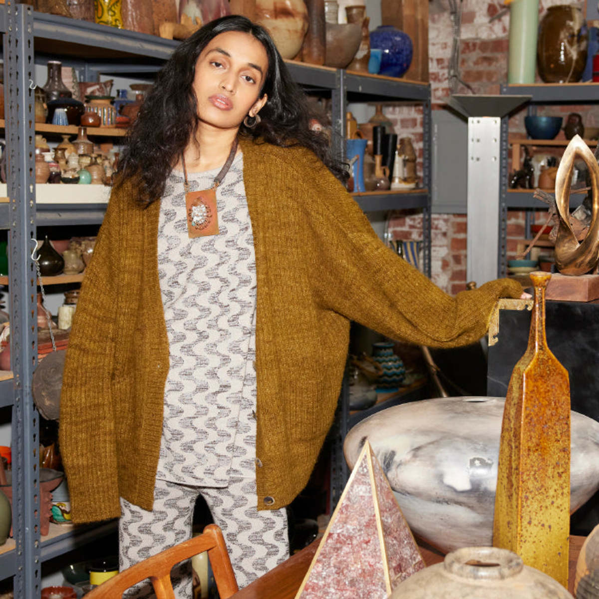 Misha & Puff "Verso" Cardigan in "Antique Brass", size M/L (fits like XL)