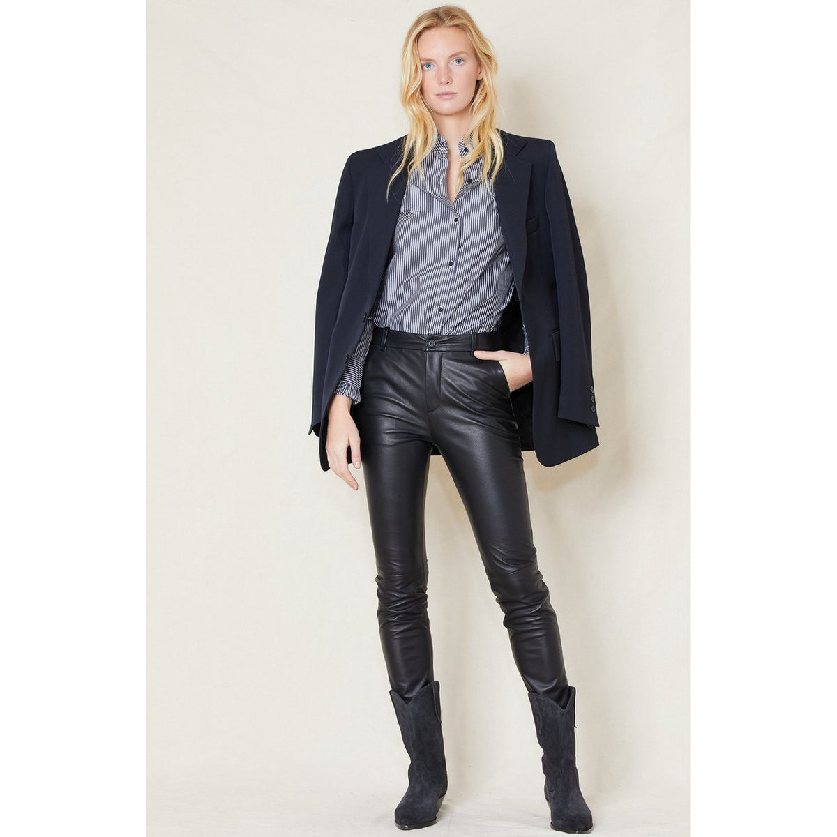 Nili Lotan "Montauk" Leather Pants in Black, size 6
