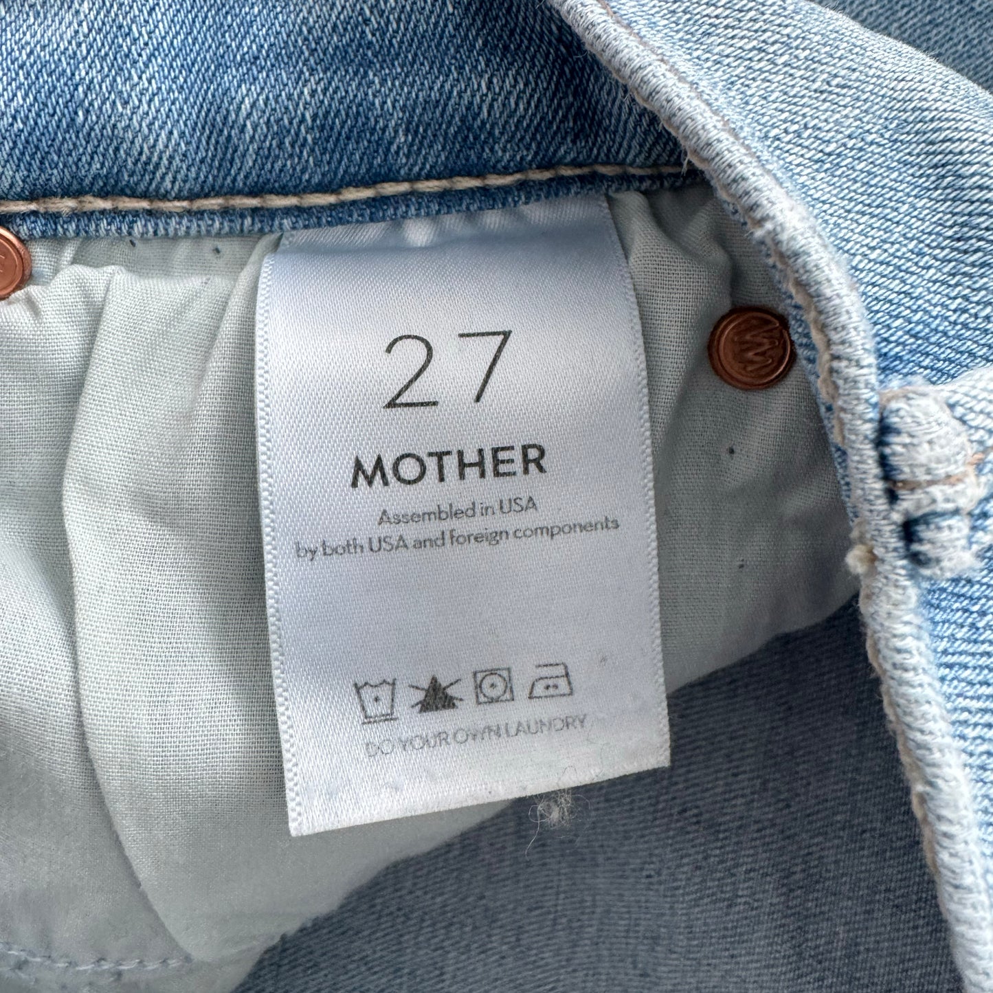 Mother "Circle Midi Fray" Denim Skirt in "Crossroads", size 27