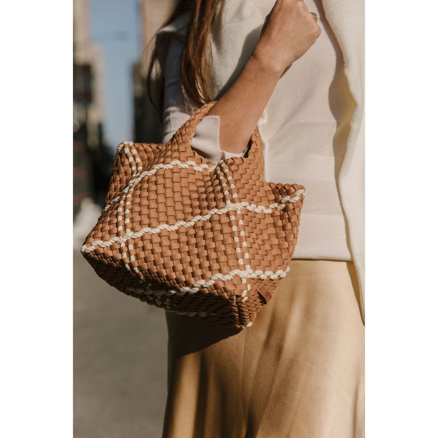 NAGHEDI Small "St. Barths" Rope Neoprene Tote Bag in "Cove"