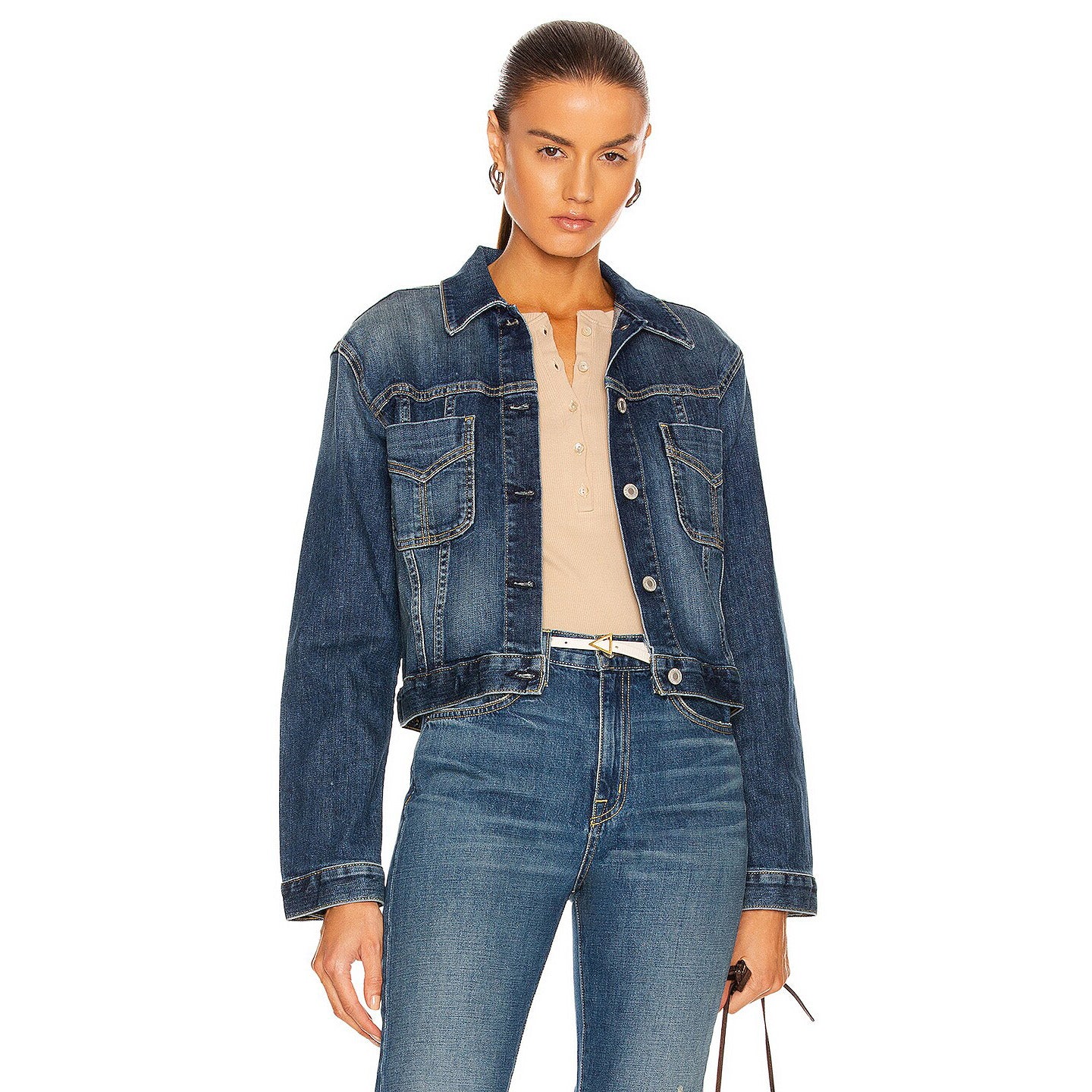 Nili Lotan "Tori" Denim Jacket in Classic Wash, size Large