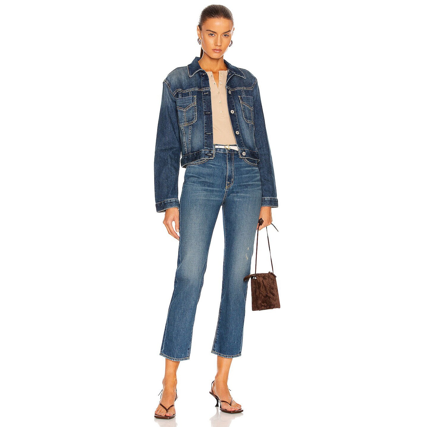 Nili Lotan "Tori" Denim Jacket in Classic Wash, size Large