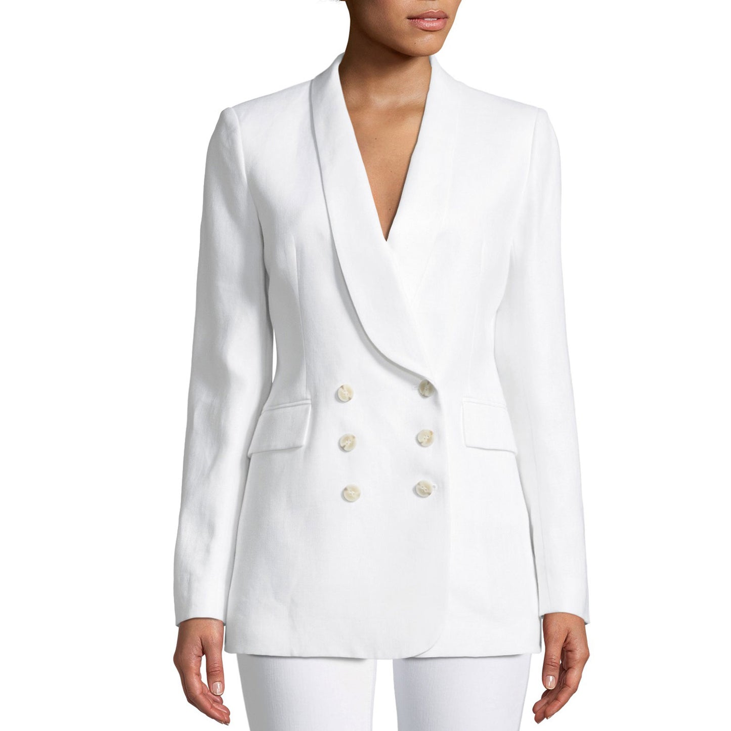 Theory White Linen Shawl Collar Blazer, taille 6 * modifié *