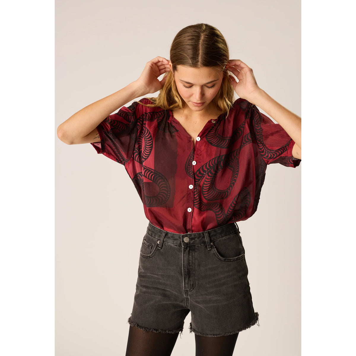 Natalie Martin Top and Skirt Set in "Ament Snake Oxblood" (great for a M/L ish??)