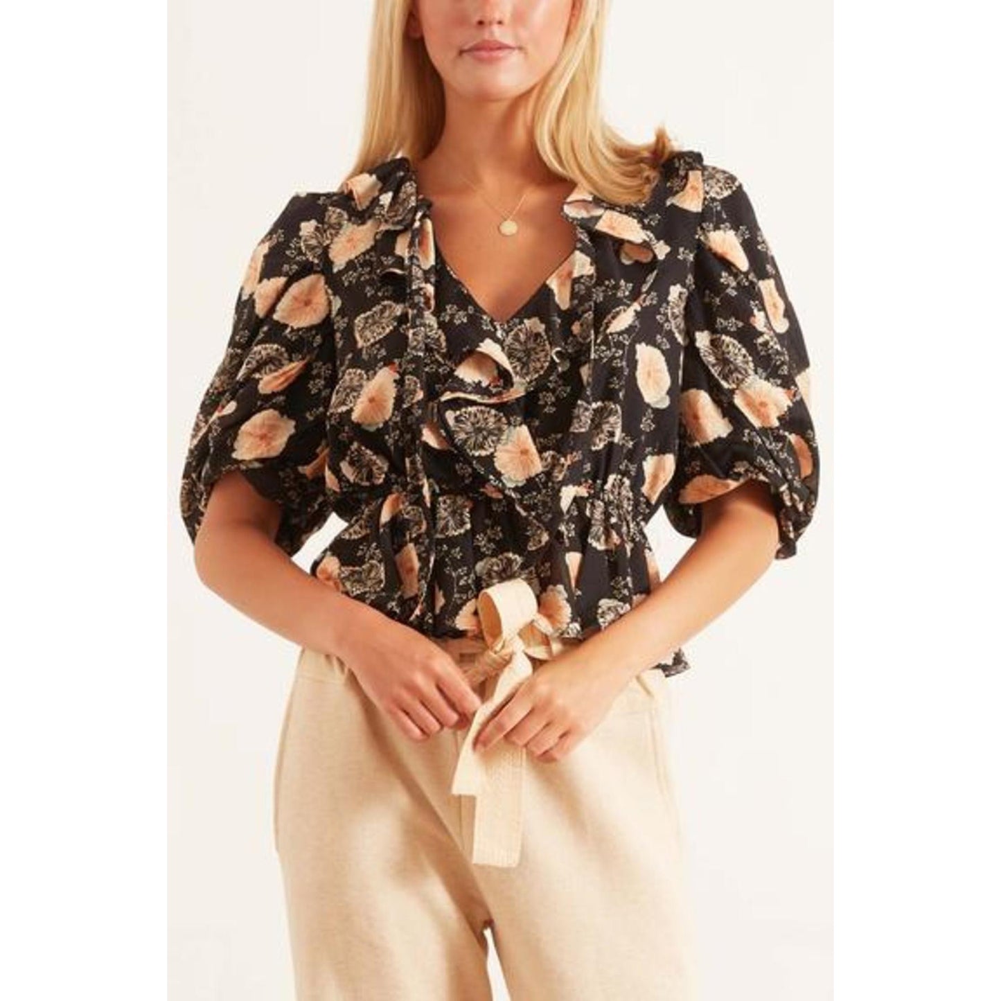 Ulla Johnson "Nadya" Top in Black Floral, size 0