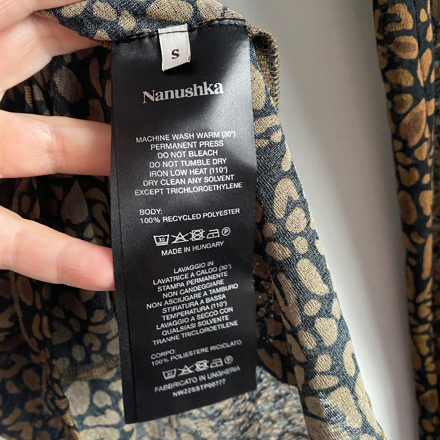 Nanushka “Kiba” leopard print mesh top, size small