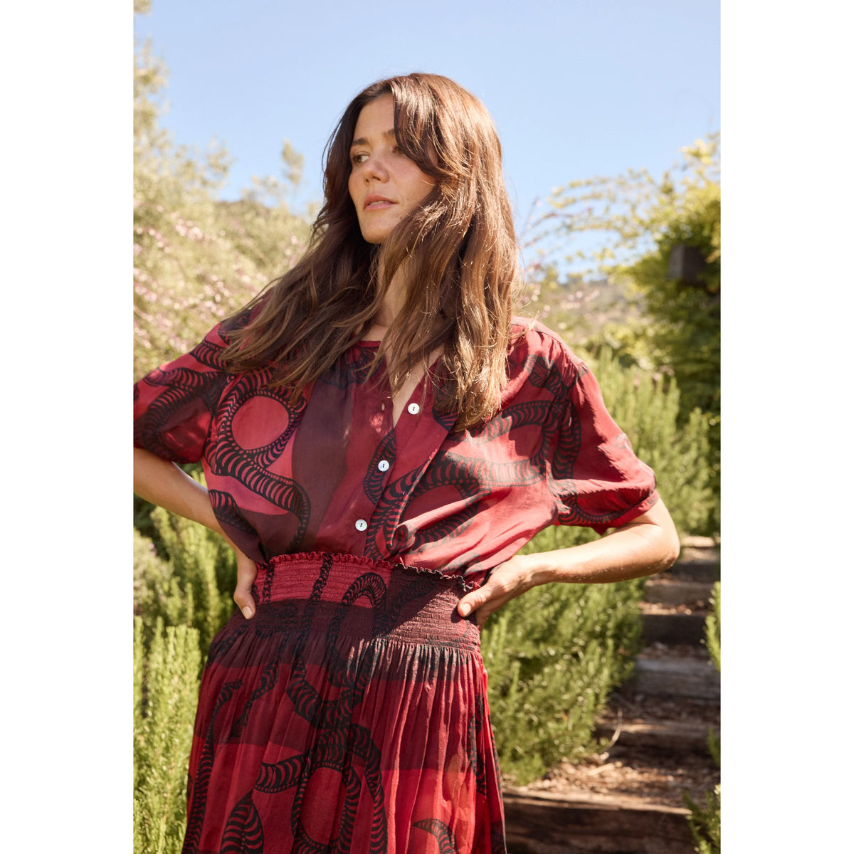 Natalie Martin Top and Skirt Set in "Ament Snake Oxblood" (great for a M/L ish??)