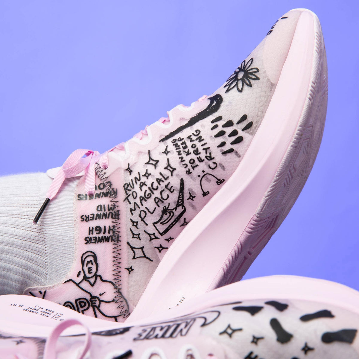 Nike x Nathan Bell "Zoom Fly SP" 'Doodles' in Pink, (MENS size 7.5) size 8.5 womens