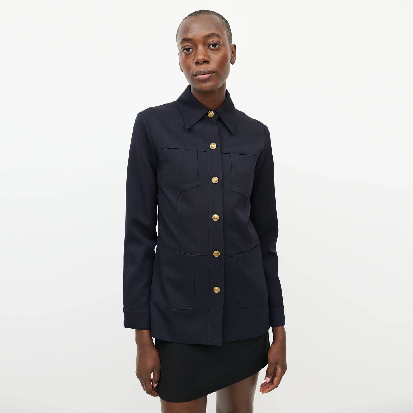 Nili Lotan "Marine" Tailored Wool Shirt/Jacket in Navy, size Small