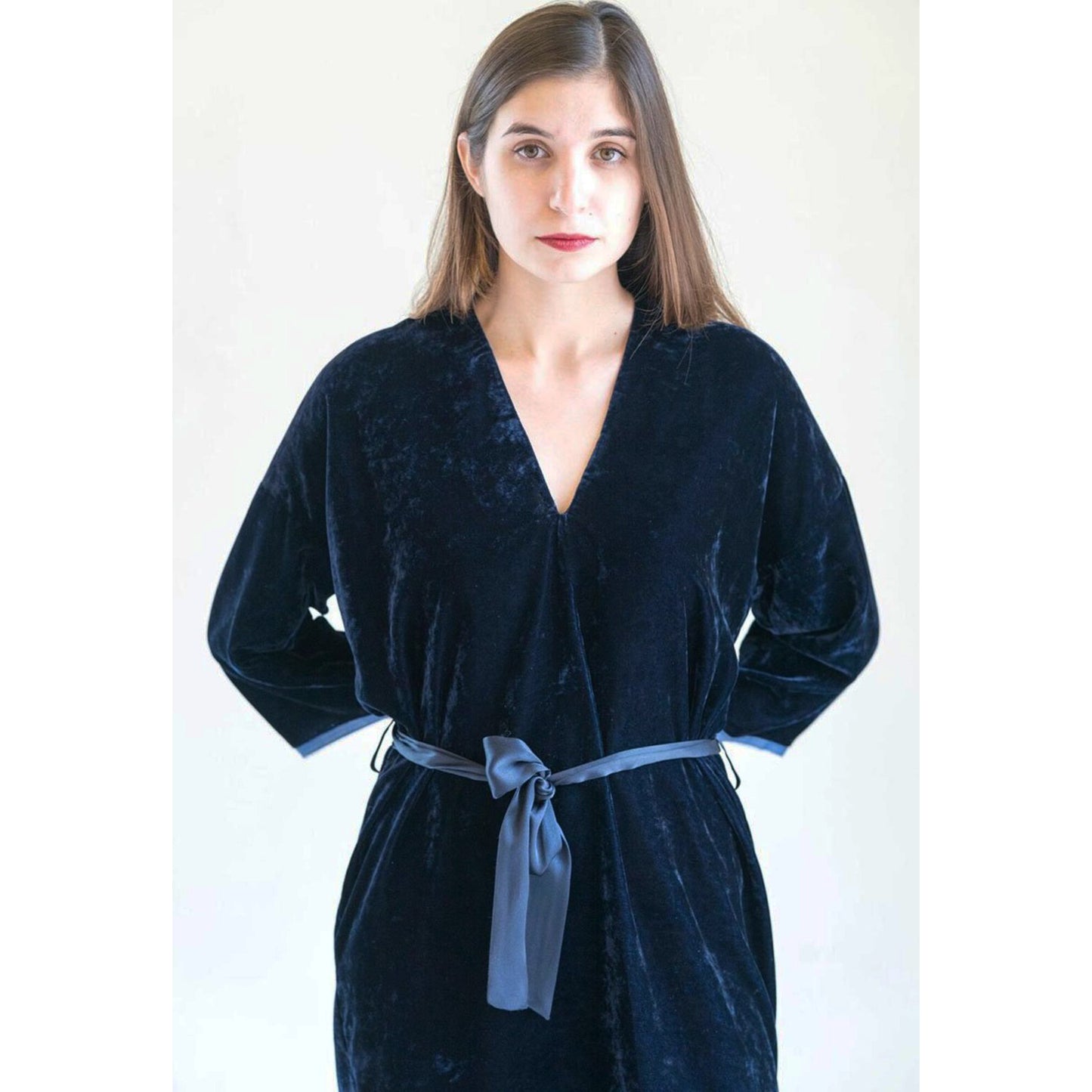 Nili Lotan "Rochelle" Velvet Dress in Navy, size XS (fits XS-S)