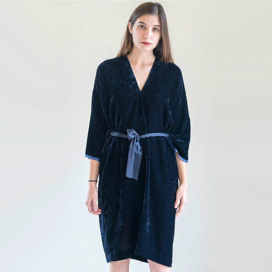 Nili Lotan "Rochelle" Velvet Dress in Navy, size XS (fits XS-S)