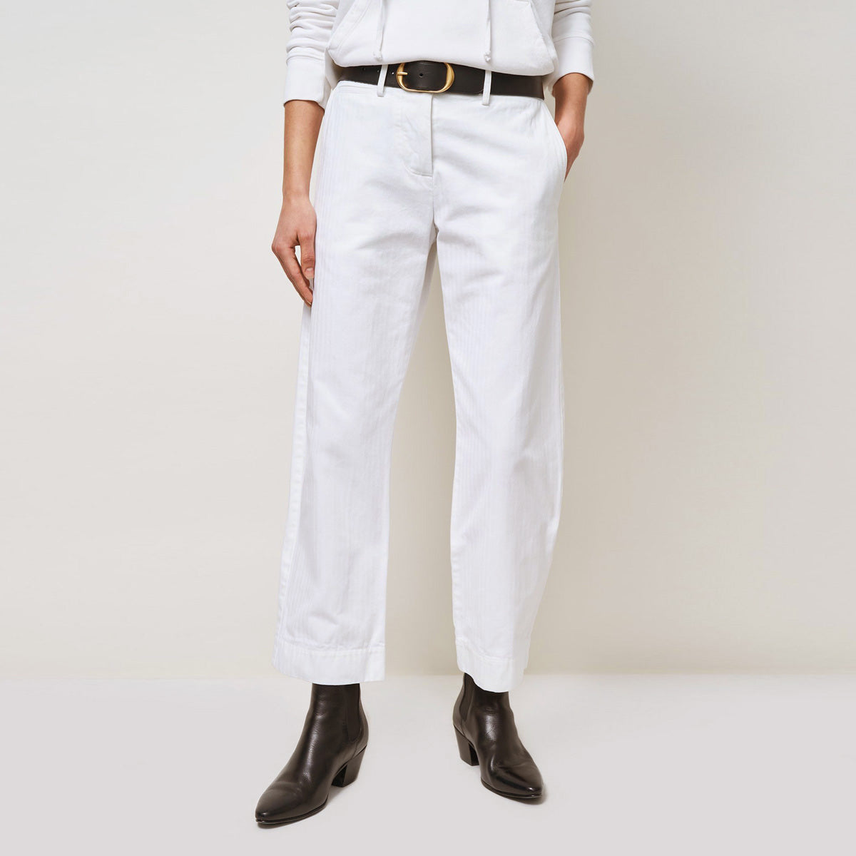 Nili Lotan "Tomboy" Cuffed Pant in White Sand, size 8