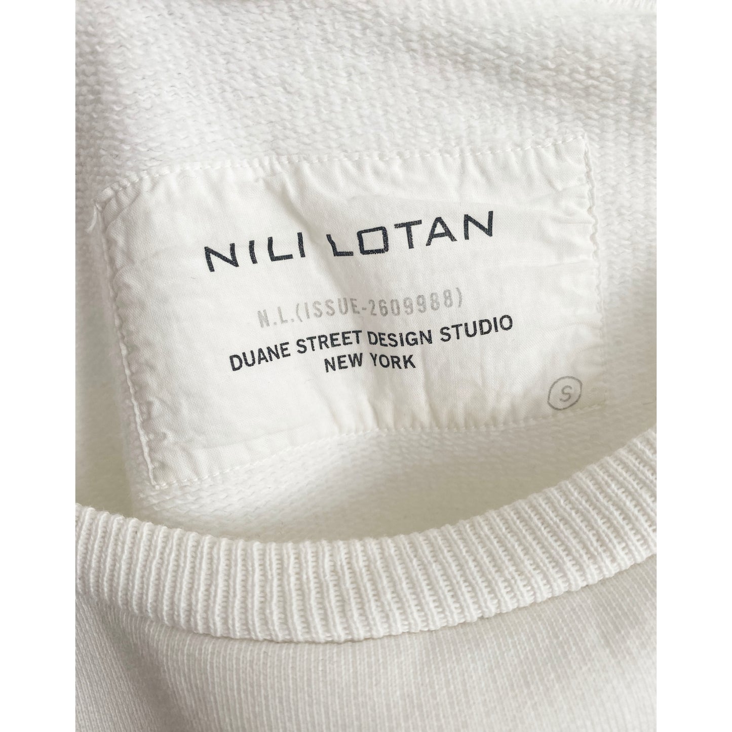 Nili Lotan Classic Crew Neck Sweatshirt in Vintage White, Size Small (fits XS/S)