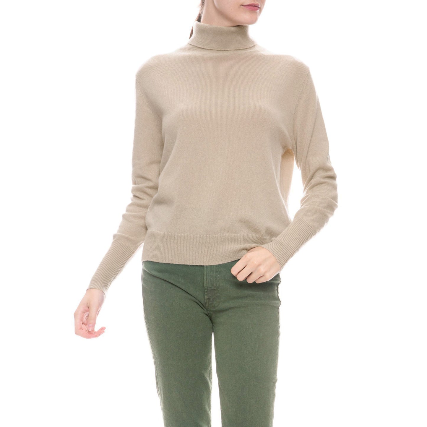 Nili Lotan "Ralphie" Cashmere Turtleneck in Beige, Size Medium (fits Size Small)