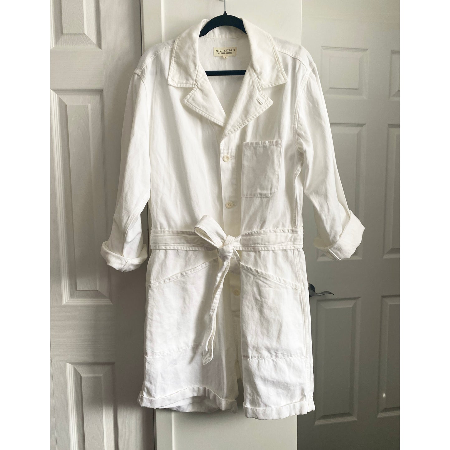 Nili Lotan "Ariana" Romper in White, Size large