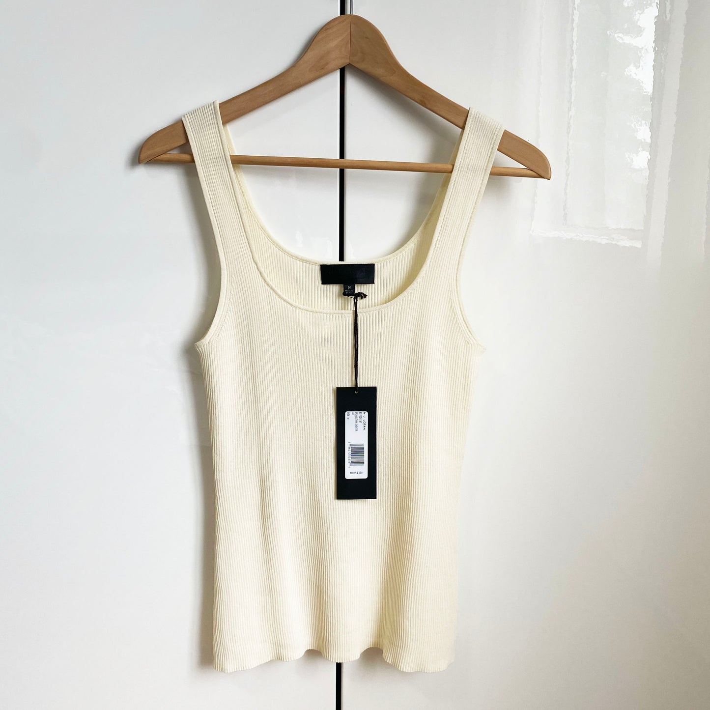 Nili Lotan "Brooks" Ribbed Knit Tank in Ivory, size Medium