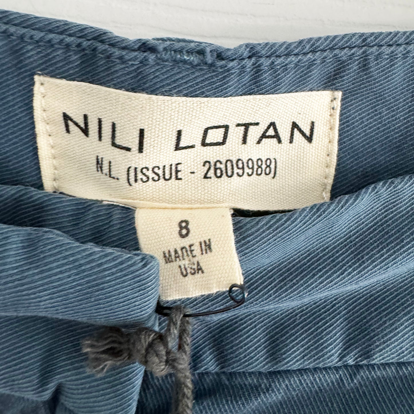 Nili Lotan "Dillon" Wide Leg Pants in Blue, size 8