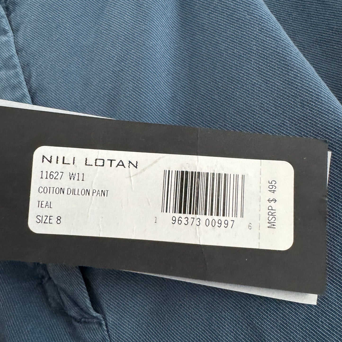Nili Lotan "Dillon" Wide Leg Pants in Blue, size 8
