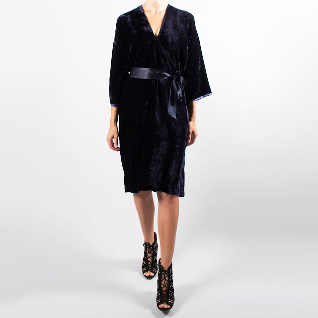 Nili Lotan "Rochelle" Velvet Dress in Navy, size XS (fits XS-S)