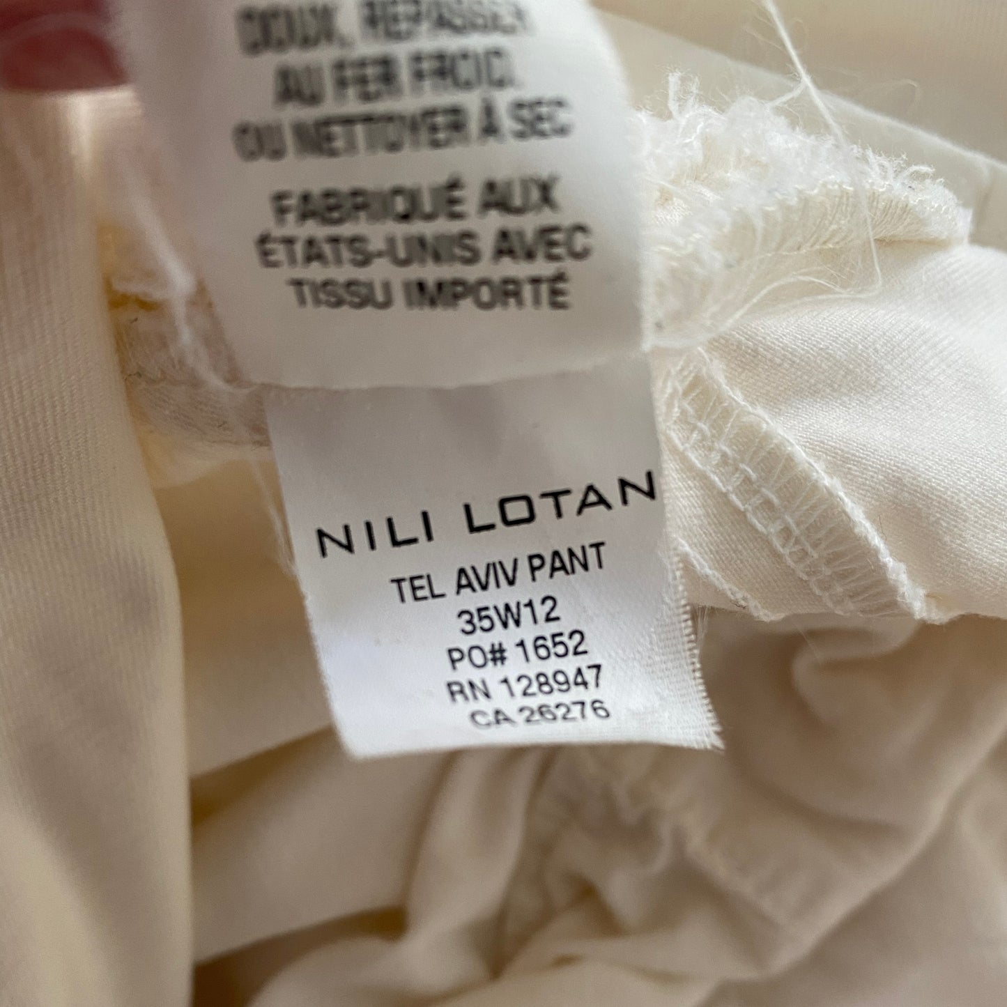 Nili Lotan "Tel Aviv" Pant in Eggshell, size 2