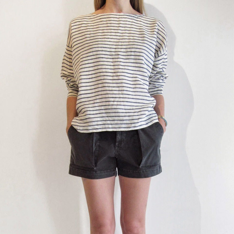 Nili Lotan Striped Linen Top, size Large