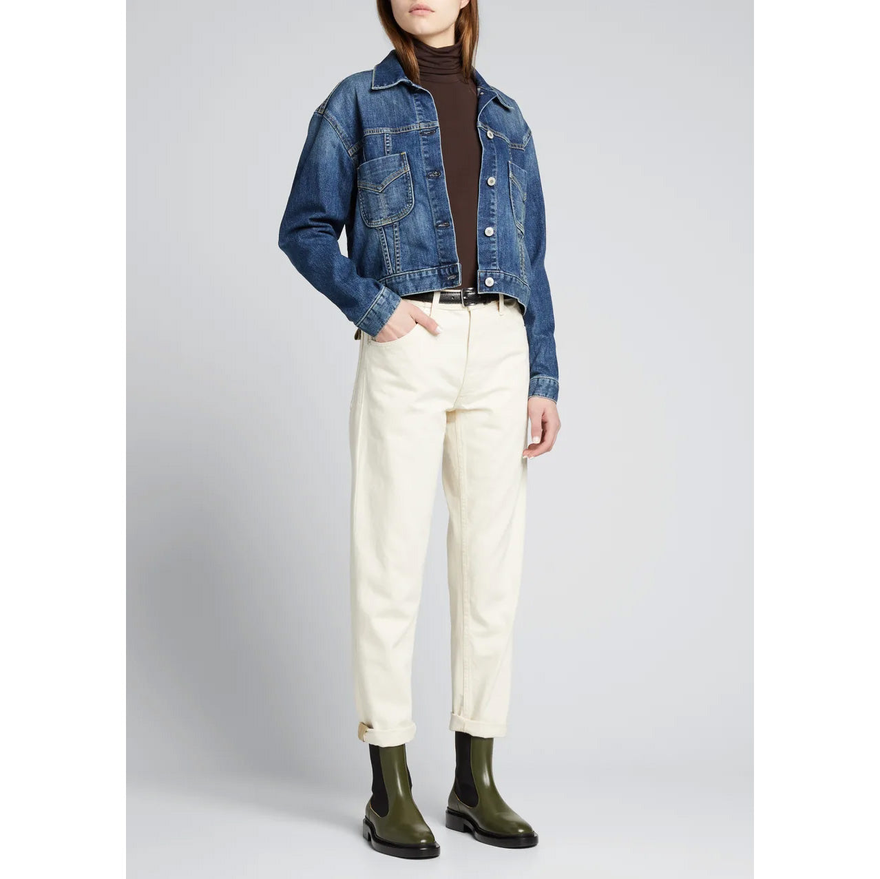 Nili Lotan "Tori" Denim Jacket in Classic Wash, size Large