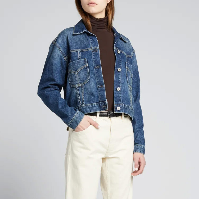 Nili Lotan "Tori" Denim Jacket in Classic Wash, size Large