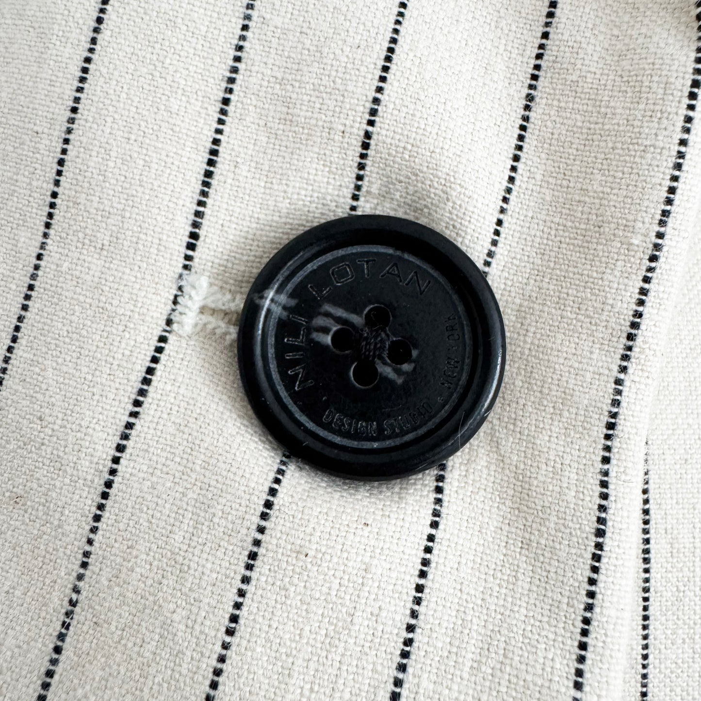 Nili Lotan "Don" Pinstripe Cotton Blazer in Ivory, Size 8 (fits 6/8)
