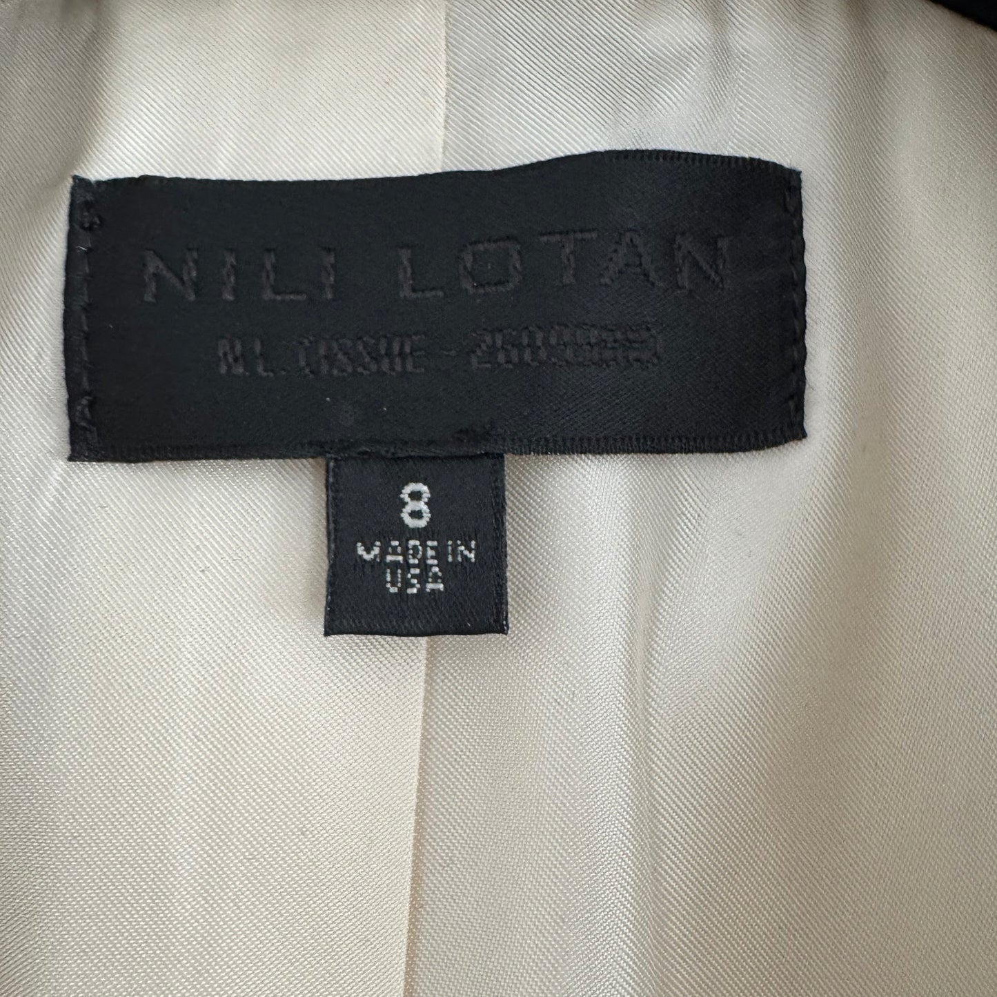 Nili Lotan "Don" Pinstripe Cotton Blazer in Ivory, Size 8 (fits 6/8)