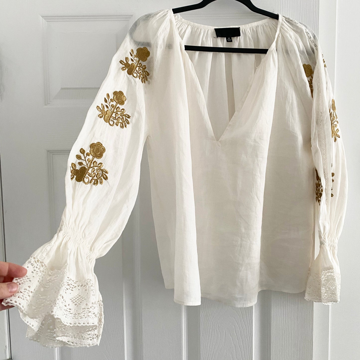 Nili Lotan "Fleurine" Embroidered Blouse, size XS