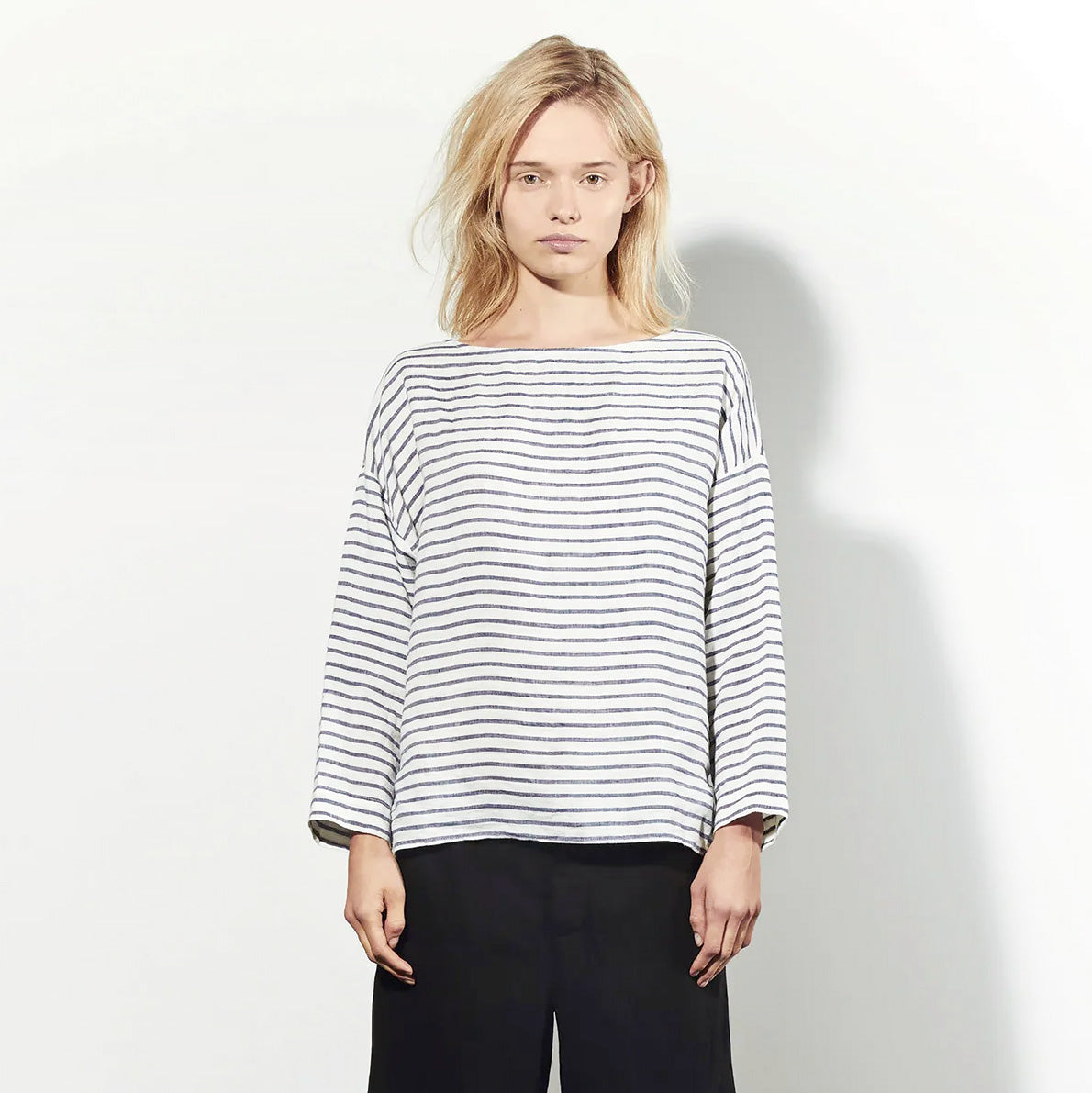 Nili Lotan Striped Linen Top, size Large