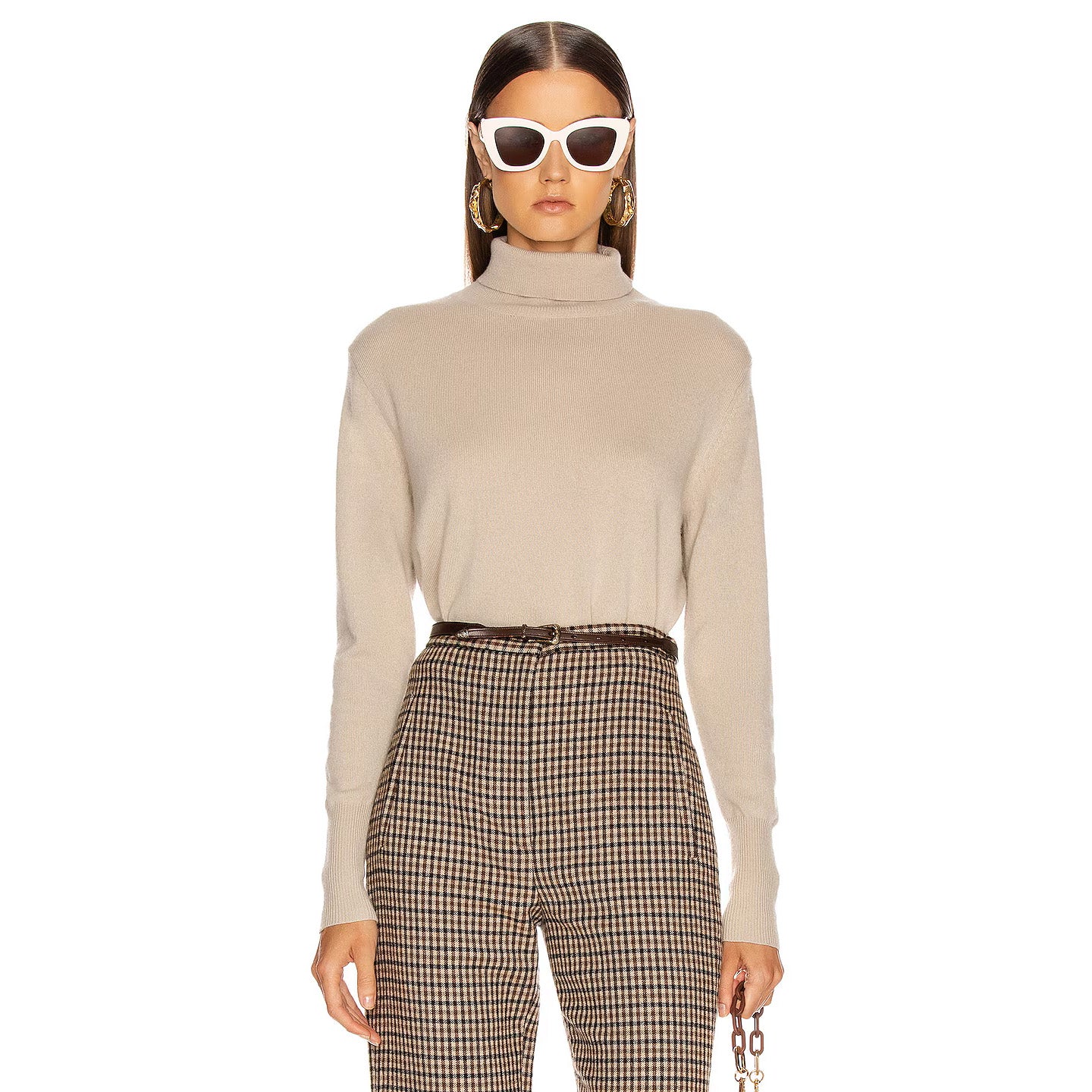 Nili Lotan "Ralphie" Cashmere Turtleneck in Beige, Size Medium (fits Size Small)