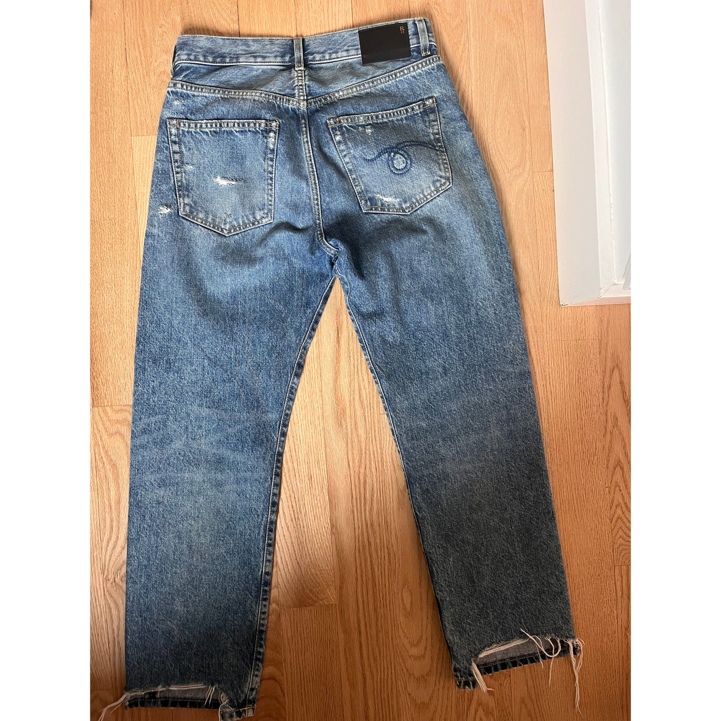 R13 Boyfriend Jean in Bain Blue, size 25 (fits 26)