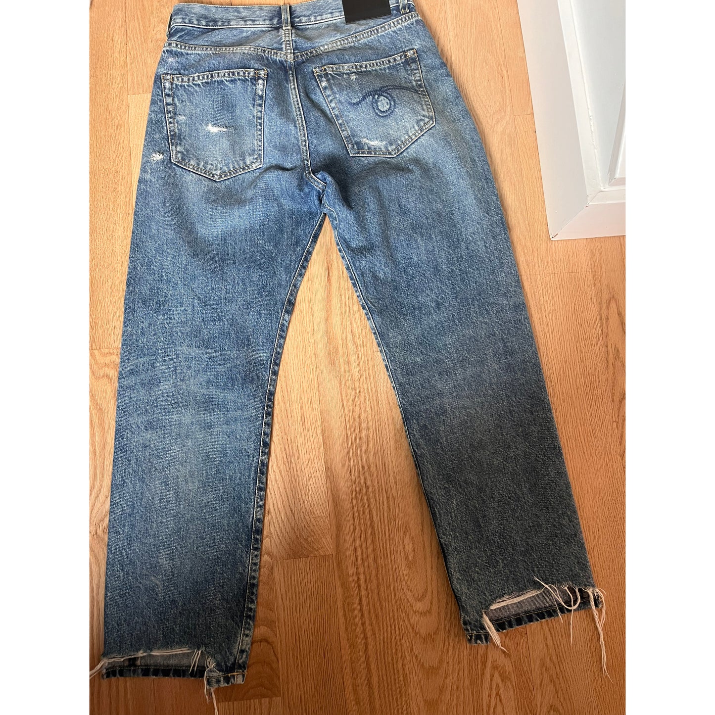 R13 Boyfriend Jean in Bain Blue, size 25 (fits 26)