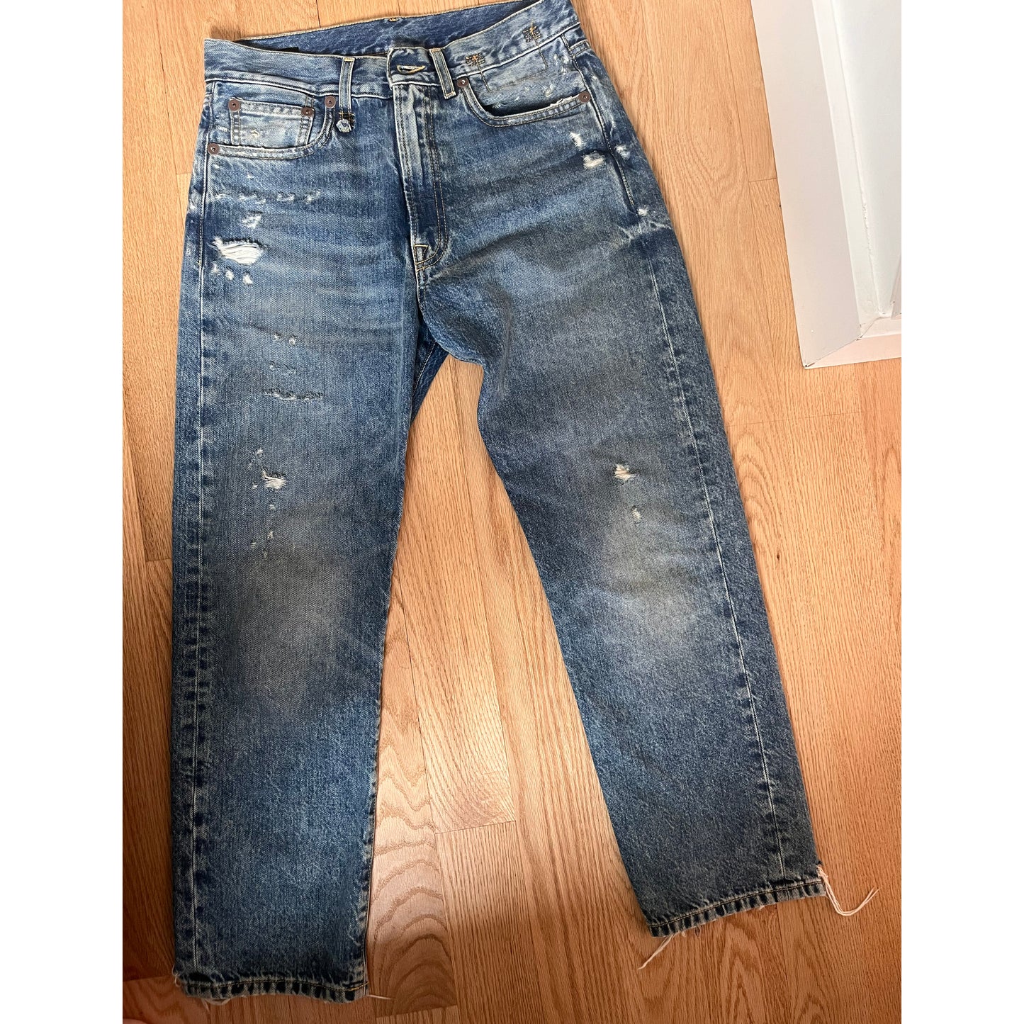 R13 Boyfriend Jean in Bain Blue, size 25 (fits 26)