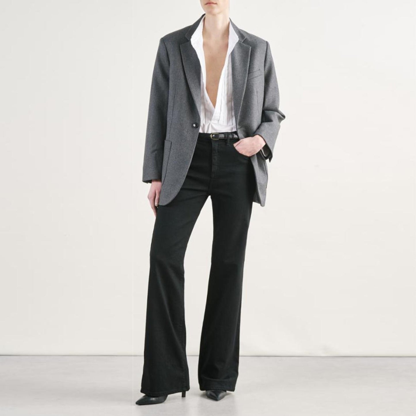 Nili Lotan "Gael" Boyfriend Blazer in Heather Grey, size 2 (fits oversize)