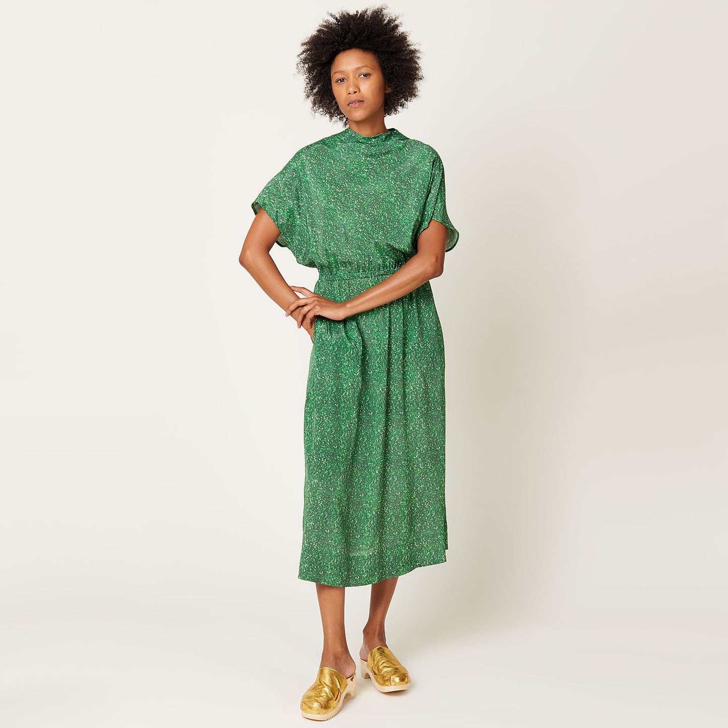No. 6 Store "Willa" Printed Silk Dress in Green, size Large