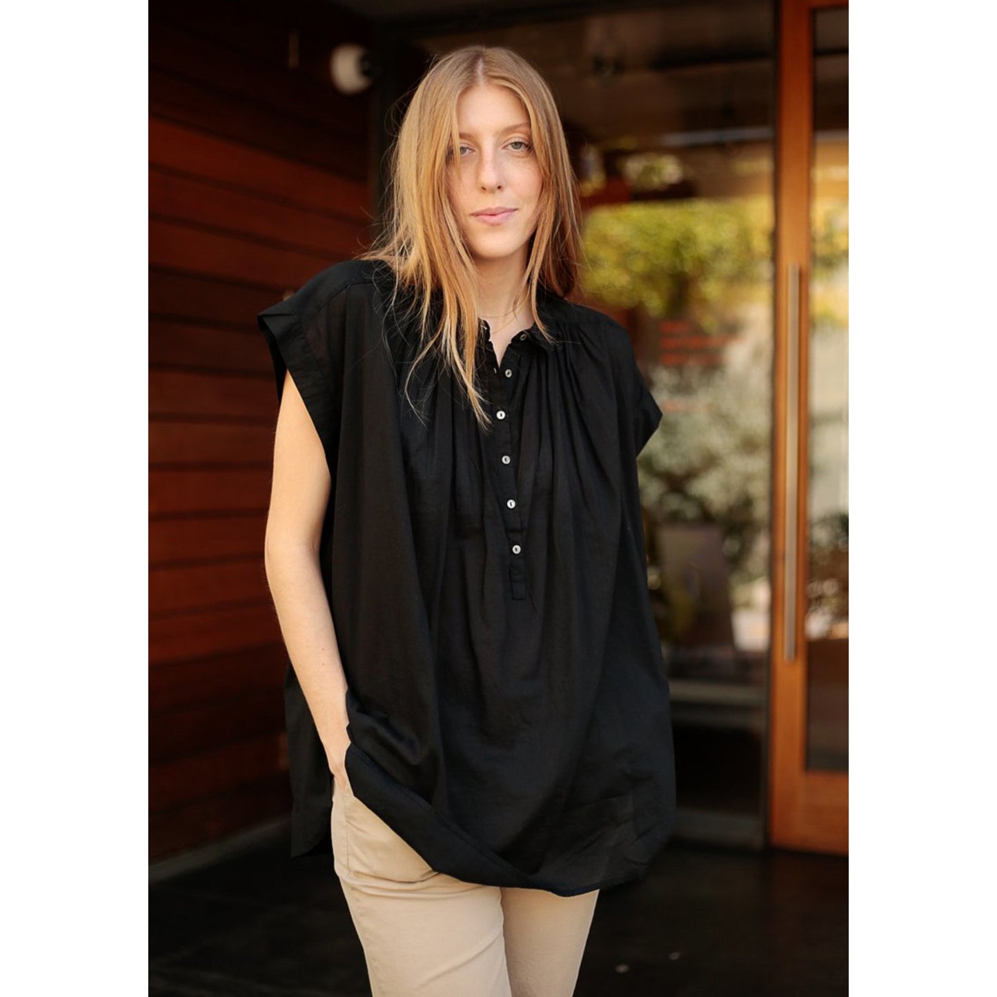 Nili Lotan "Normandy" Blouse in Black, size Small (fits M-L)