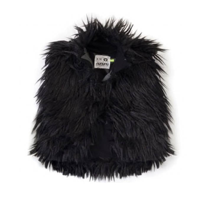** KIDS ** Nununu Black Faux Fur Vest, size 2/3 years