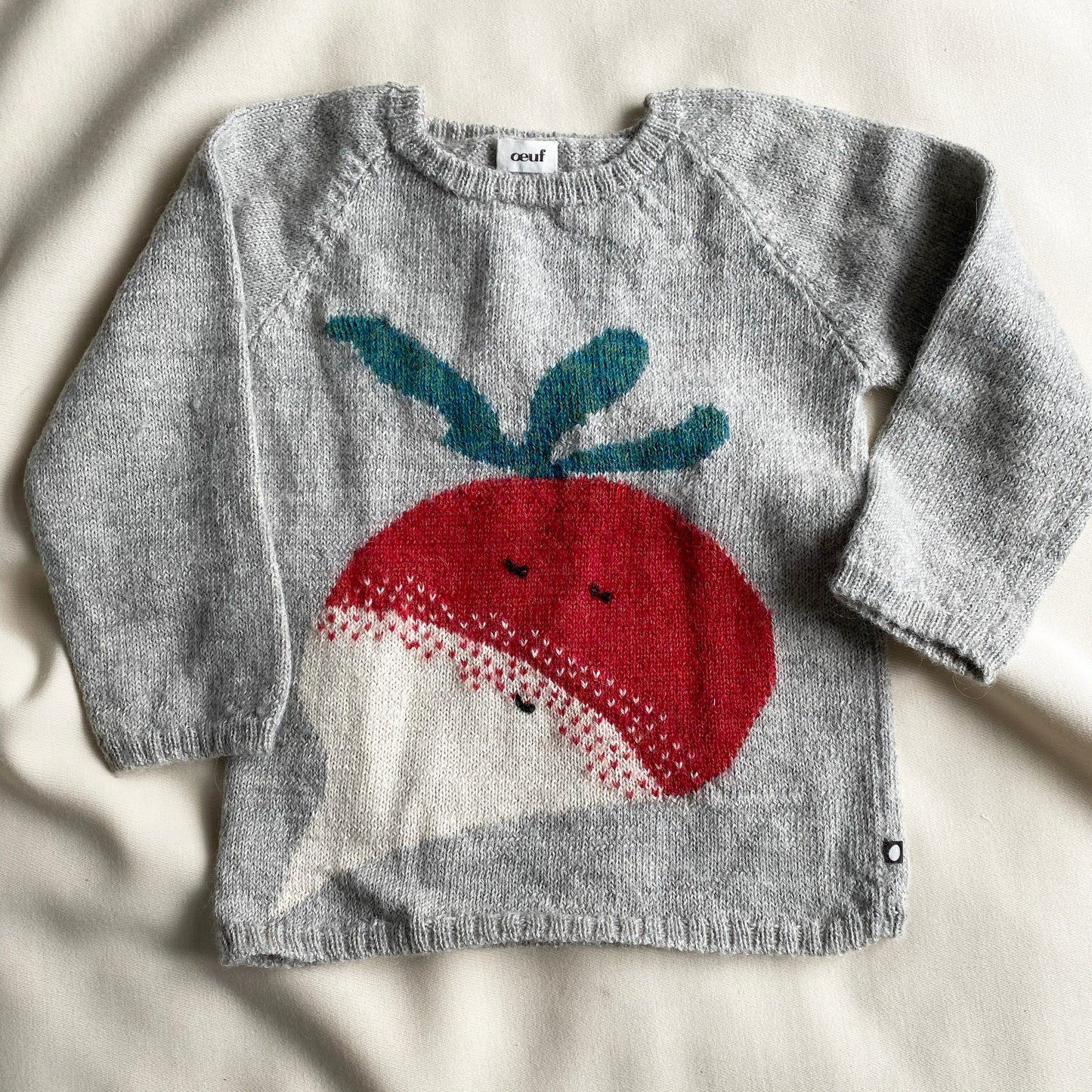 ** KIDS ** Oeuf "Turnips" Sweater in Grey, size 6y