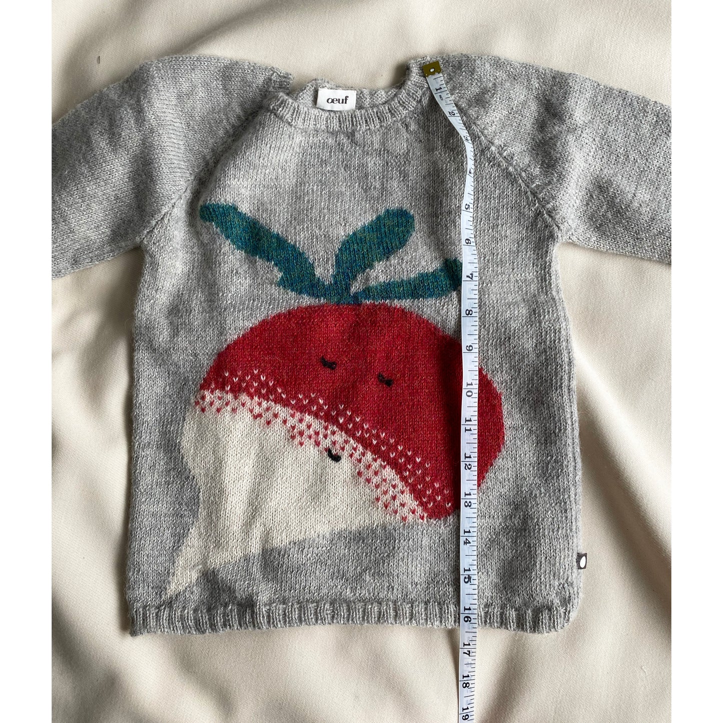 ** KIDS ** Oeuf "Turnips" Sweater in Grey, size 6y