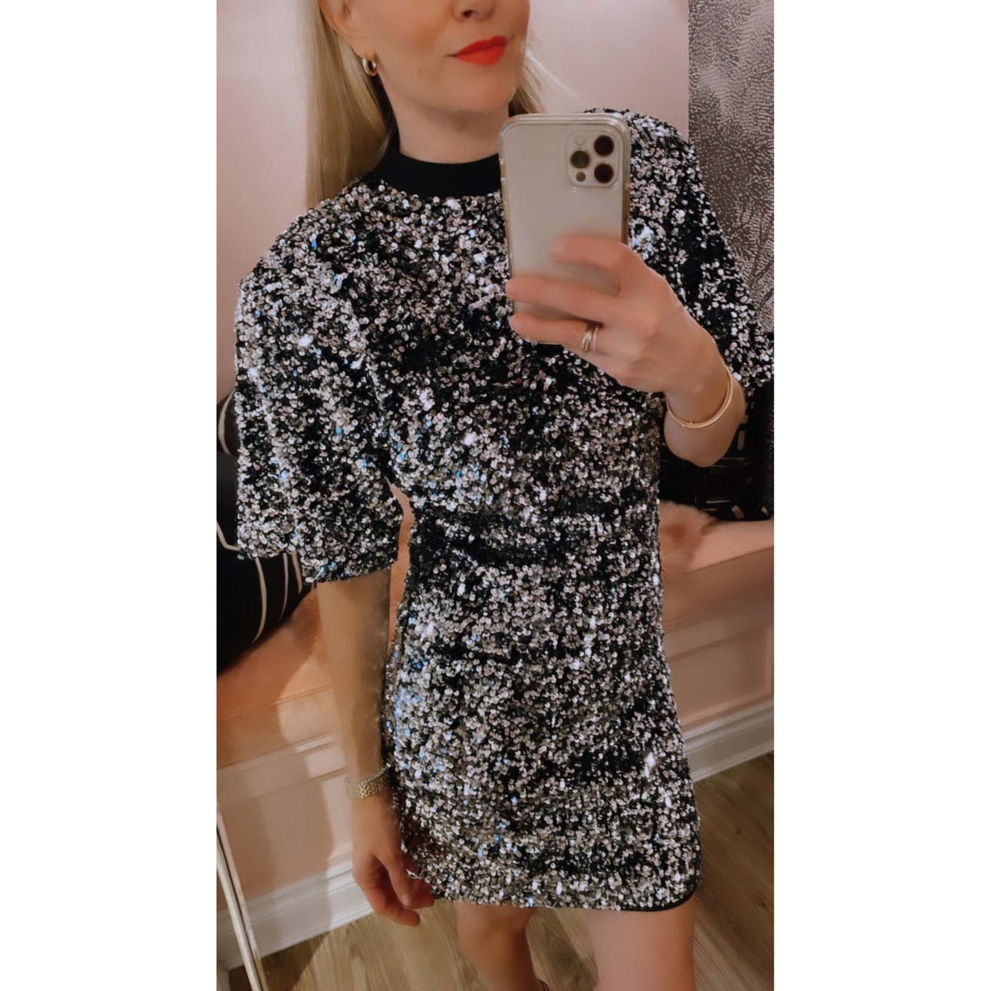 Oval Square Sequin Dress, size Small