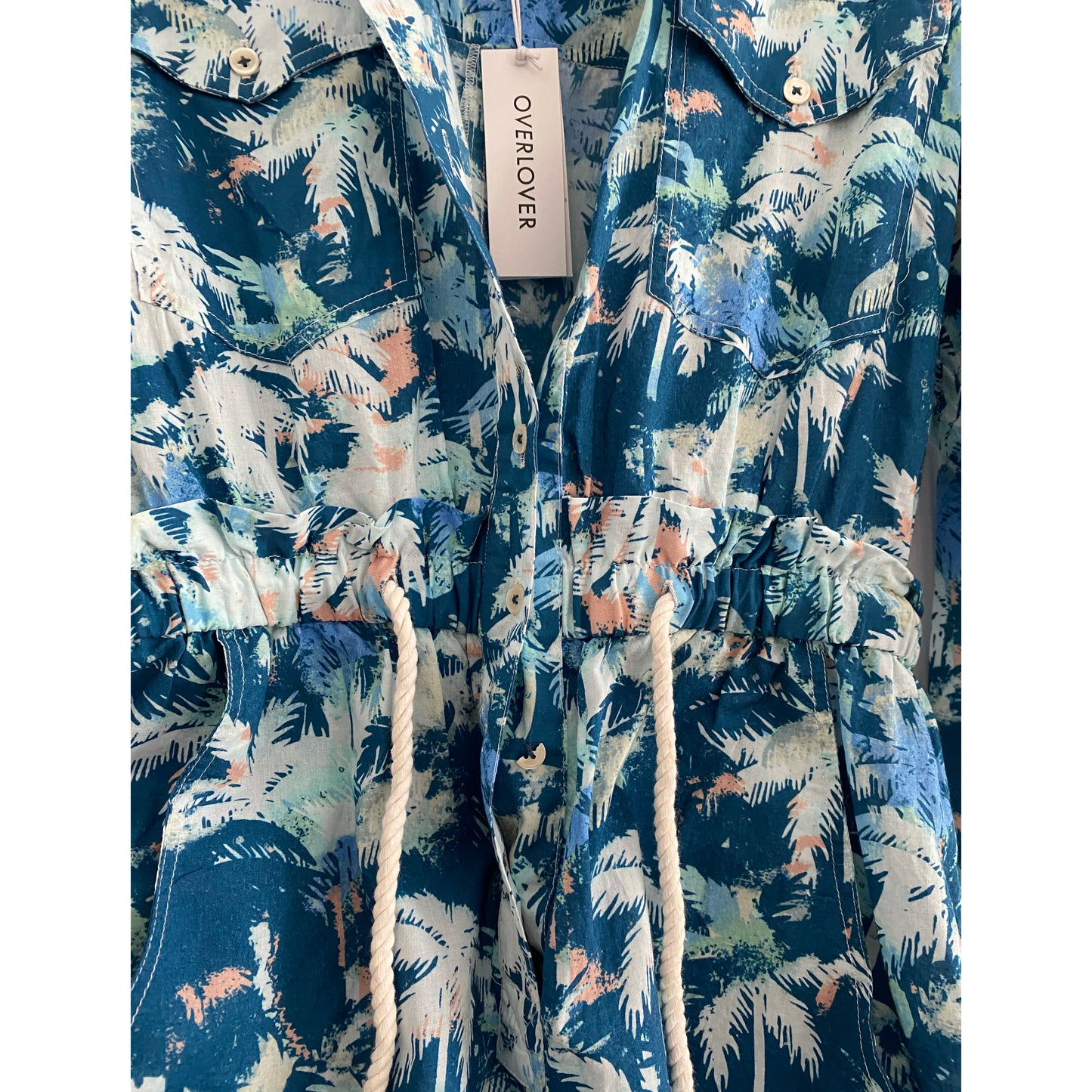 Overlover "Lloyd" Printed Romper in Blue, size Small