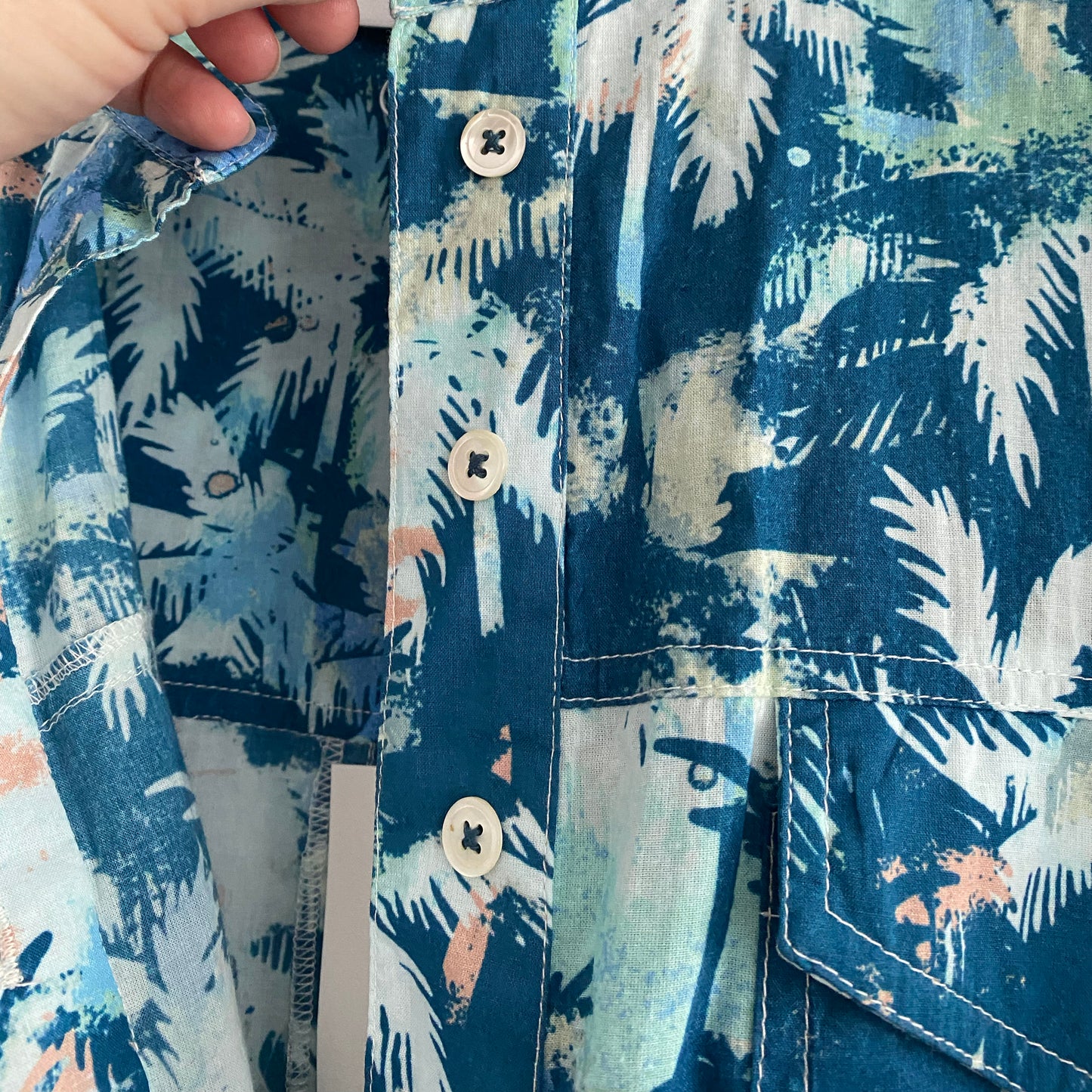 Overlover "Lloyd" Printed Romper in Blue, size Small