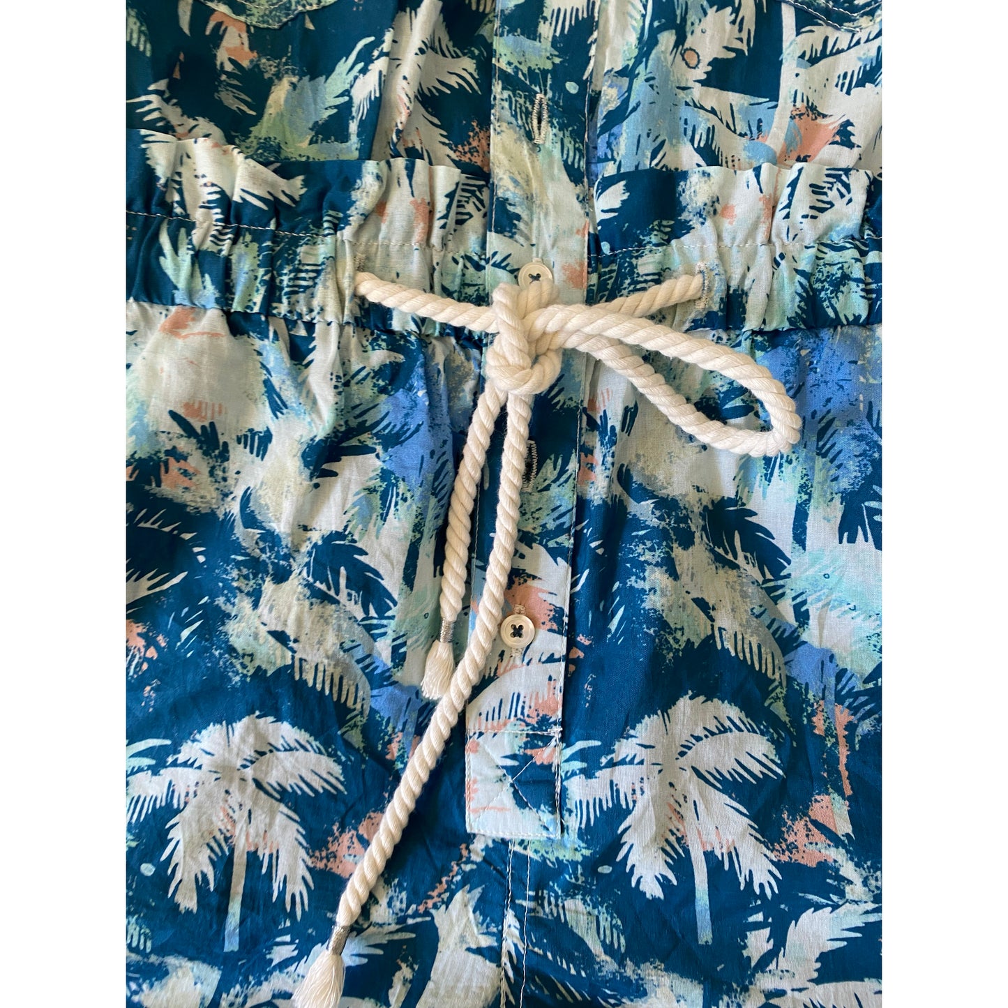 Overlover Lloyd Printed Romper in Blue, size Small