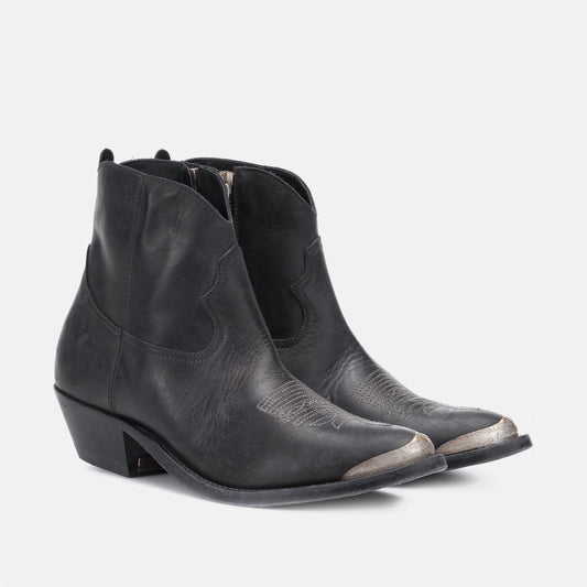 Golden Goose Black Leather Cowboy Boot, size 37