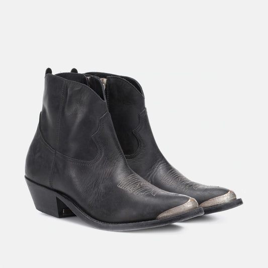 Botte de cowboy en cuir noir Golden Goose, taille 37