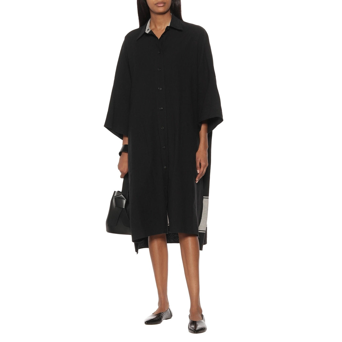 Joseph "Baker" Cotton Linen Oversize Shirtdress in Black, size 38 (fits XL?)