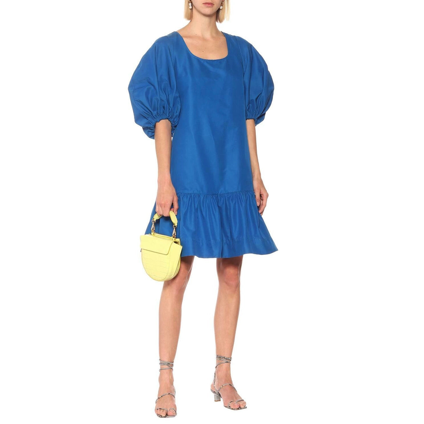 Lee Mathews "Daisy" Cotton Silk Dress in Blue, size "4" (fits like a US 8 ish)