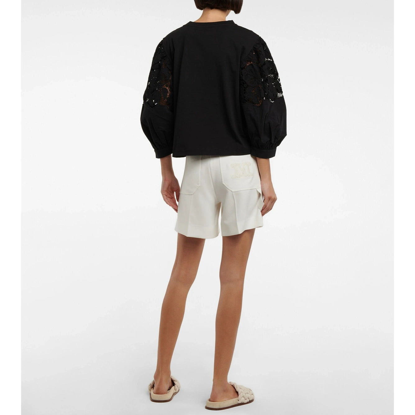 See by Chloe Lace Insert Tee in Black, sise XL (fits like a Large)